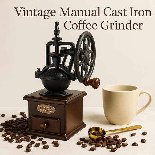 Vintage coffee grinder manual cast iron grinder hand-crank burr for rustic slow brew and barista accessories