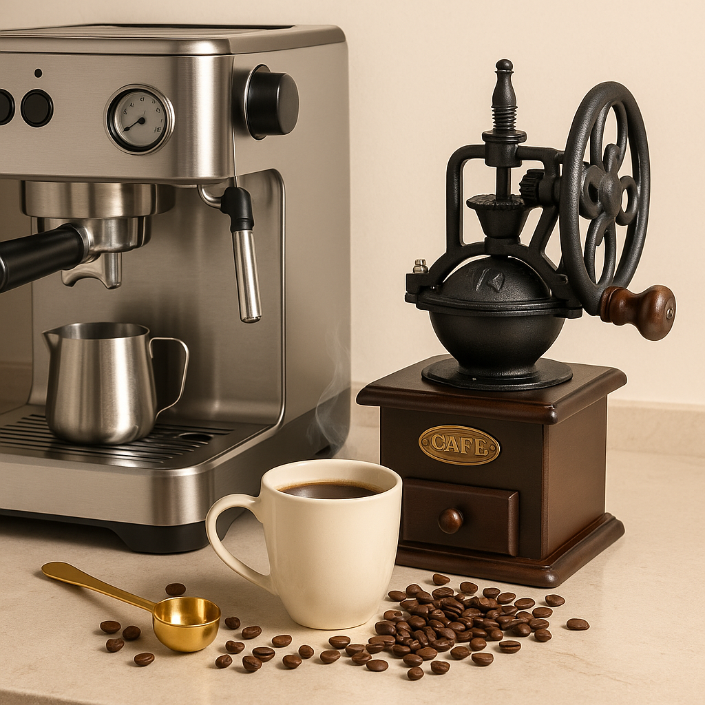 Vintage coffee grinder manual cast iron grinder hand-crank burr for rustic slow brew and barista accessories
