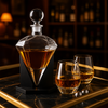 Diamond-Cut Crystal Decanter with Wood Base.