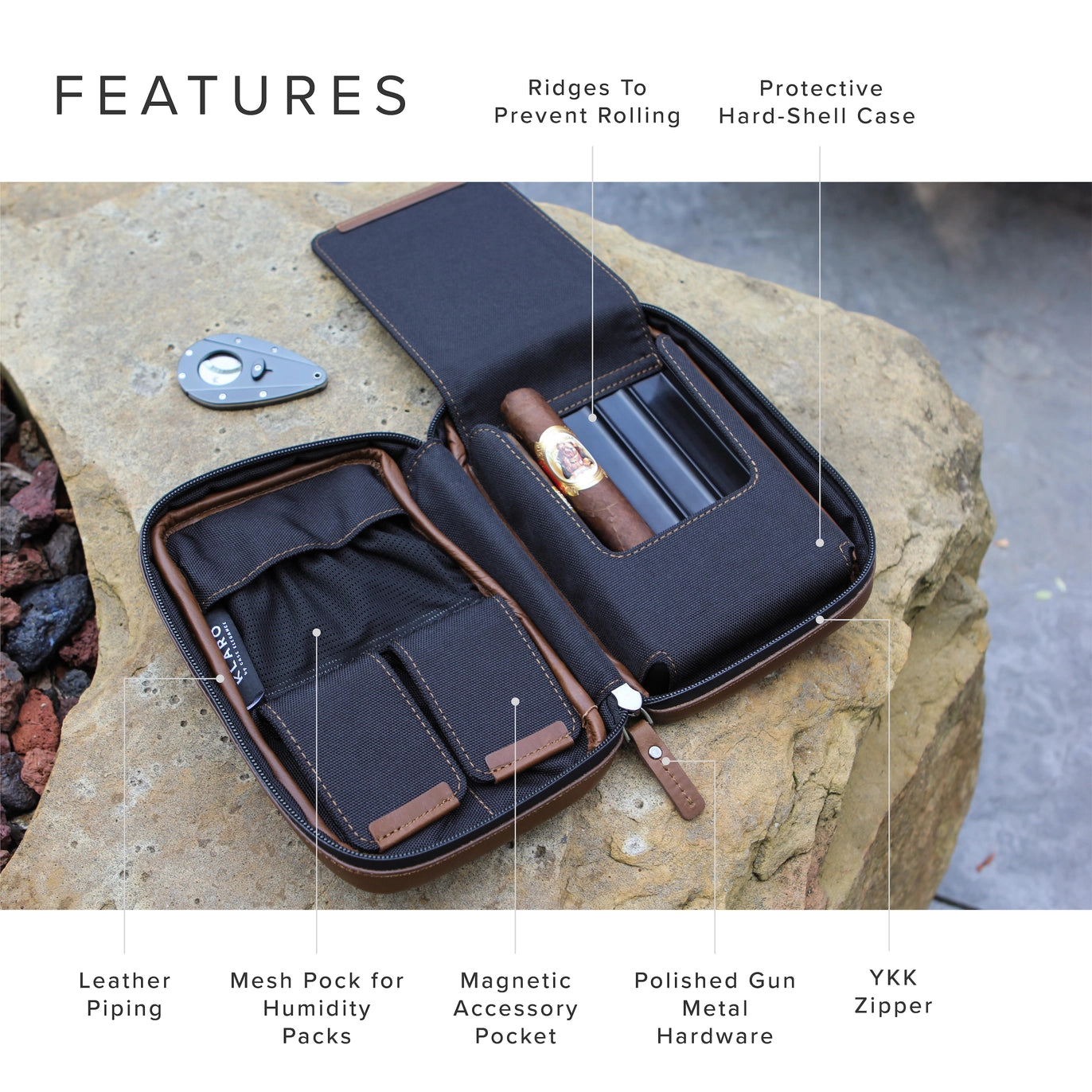 Flint Leather Travel Cigar Case – Brown.