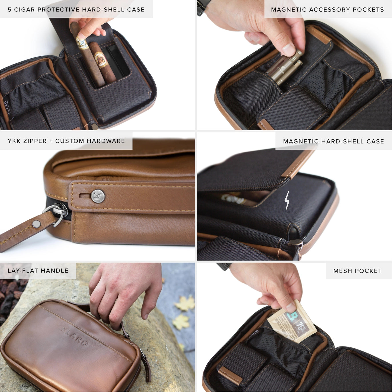Flint Leather Travel Cigar Case – Brown.