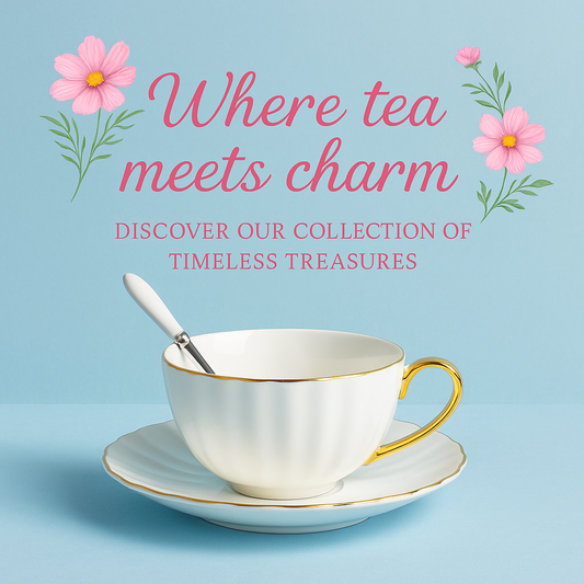 Elegant gold rimmed ceramic teacup with saucer and spoon, luxury tea set gift box perfect for teacup lovers.