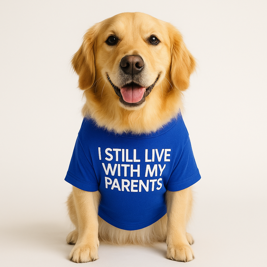 “I Still Live With My Parents” – Funny Dog Tee.