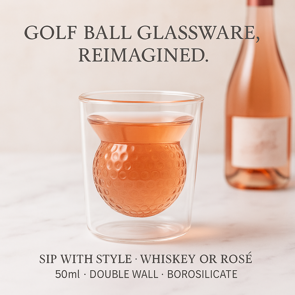 Golf whiskey glass with golf ball design - perfect whiskey gift for golf lovers and golf-themed barware
