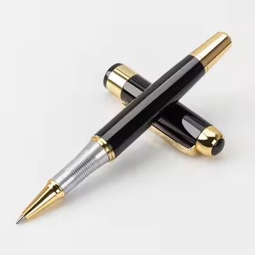Imperial Onyx luxury rollerball pen in black and gold, executive gift pen for professionals and collectors