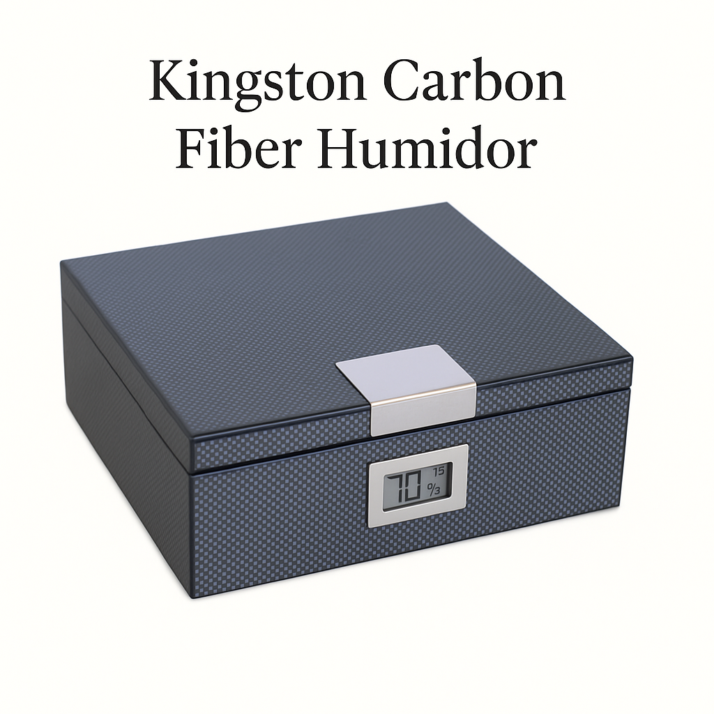 Luxury 30-cigar box with carbon fibre finish and magnetic seal