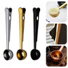 Stainless steel gourmet coffee spoon clip - 2-in-1 coffee scoop and bag sealer, essential barista kitchen tool