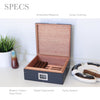 Modern cigar humidor on office desk with cigars displayed