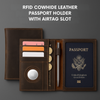 RFID Passport Wallet in luxury leather with AirTag holder, perfect RFID blocking travel case for secure journeys