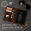 RFID Passport Wallet in luxury leather with AirTag holder, perfect RFID blocking travel case for secure journeys
