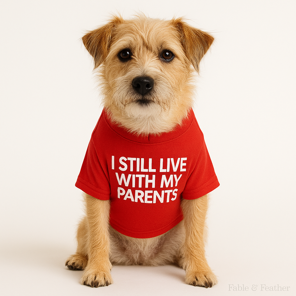 “I Still Live With My Parents” – Funny Dog Tee.