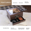 Renzo luxury glass-top cedar humidor with hygrometer - premium cigar storage box for aficionados