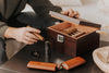 Renzo luxury glass-top cedar humidor with hygrometer - premium cigar storage box for aficionados
