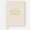 Daily Self-Care Journal hardcover with ribbon marker and gold foil stamping – elegant mindfulness journal