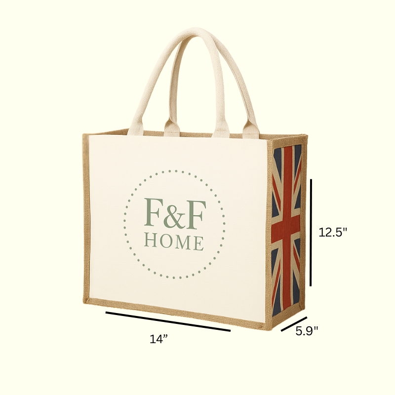 British Market Tote Union Jack edition, eco-friendly reusable jute cotton bag for shopping