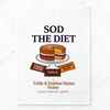 Funny British tea towel with Victoria sponge and chocolate illustration — Fable & Feather Home.