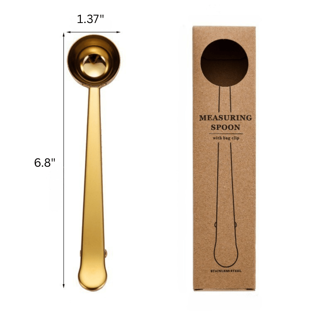 Stainless steel gourmet coffee spoon clip - 2-in-1 coffee scoop and bag sealer, essential barista kitchen tool