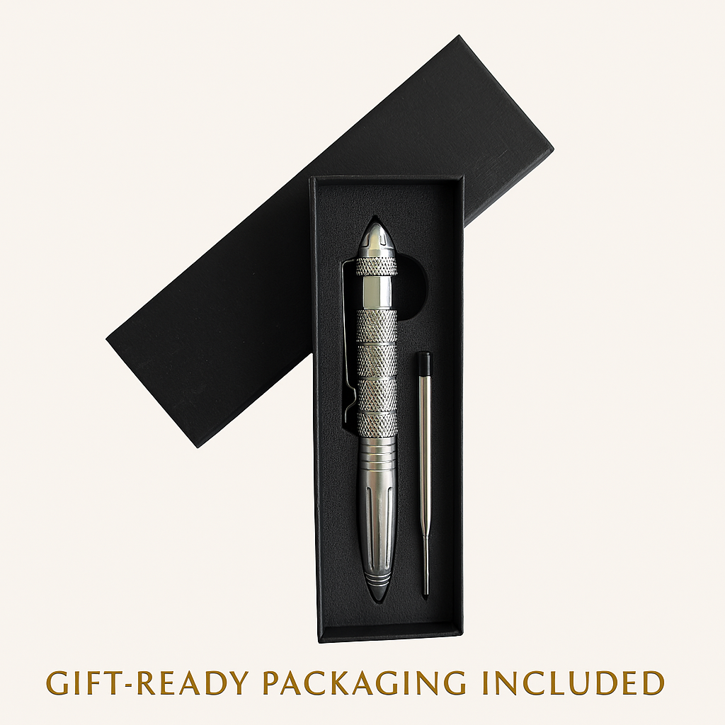 Durable tactical pen with emergency glass breaker, perfect for survival and self-defense in everyday carry