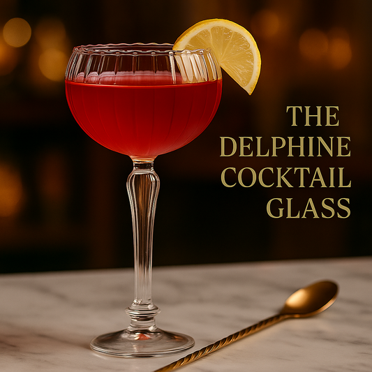 Delphine elegant cocktail glass collection featuring coupe and martini glasses perfect for luxury bar cart glassware