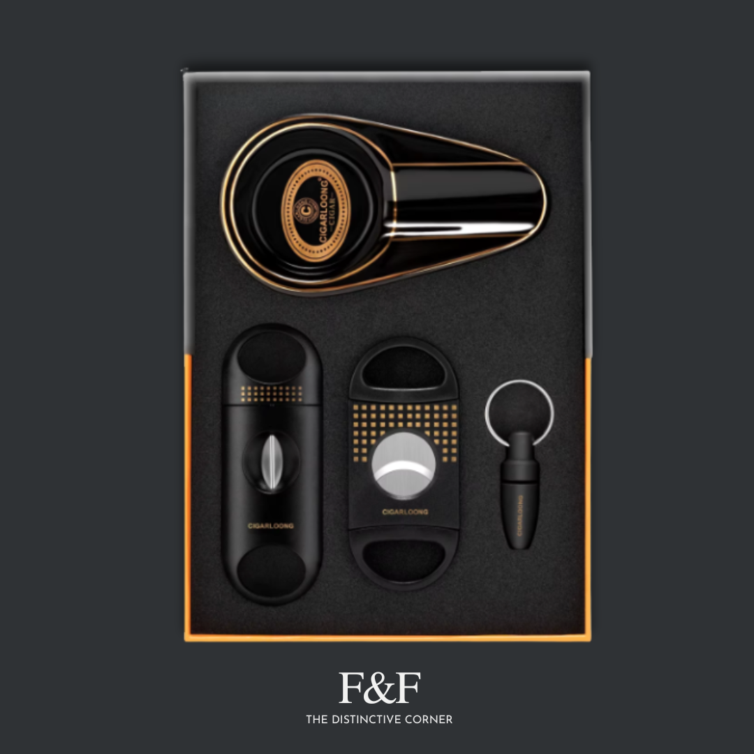 Three-piece cigar gift set ideal for collectors and cigar enthusiasts