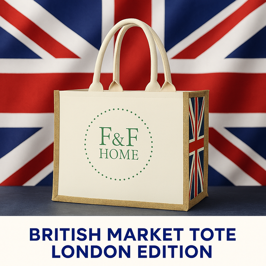 British Market Tote Union Jack edition, eco-friendly reusable jute cotton bag for shopping