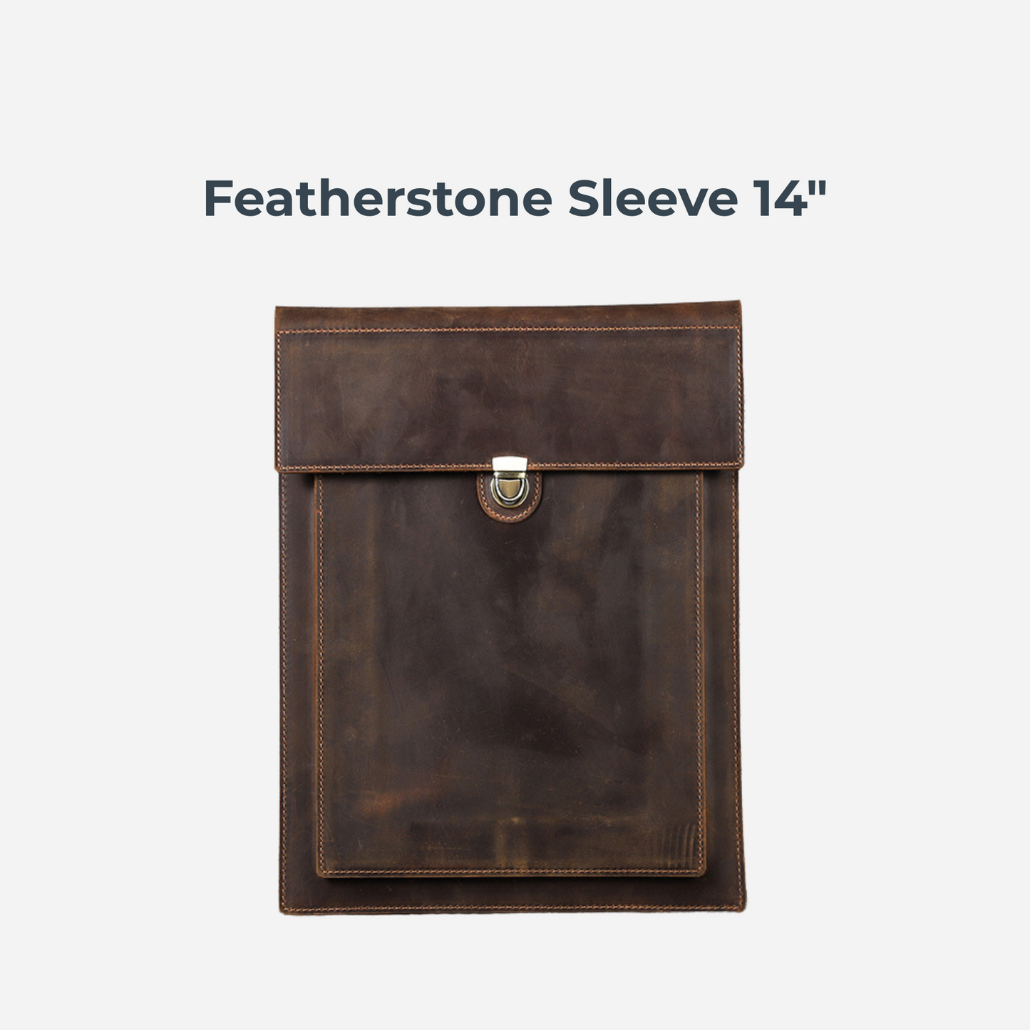 Luxury handcrafted leather laptop sleeve with vintage cowhide and Featherstone finish, perfect for elegant protection.