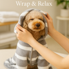 Super absorbent dog bathrobe designed for quick-dry comfort and luxury pet spa experience