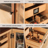 Luca Humidor Cabinet in brown walnut with three drawers, felt-lined accessory tray, and Hydro Tray humidity system