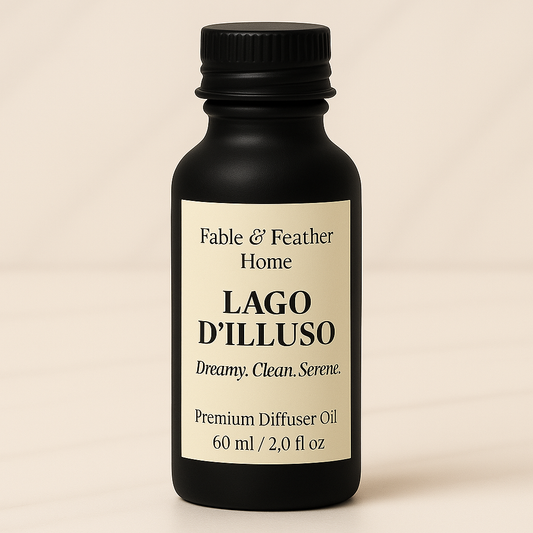 Lago di Lusso Premium Diffuser Oil with Italian lake-inspired aquatic, citrus, and green fragrance notes for home aroma
