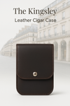 Kingsley Leather Travel Humidor: Vintage crazy horse leather cigar case for 6 cigars with suede lining and snap closure