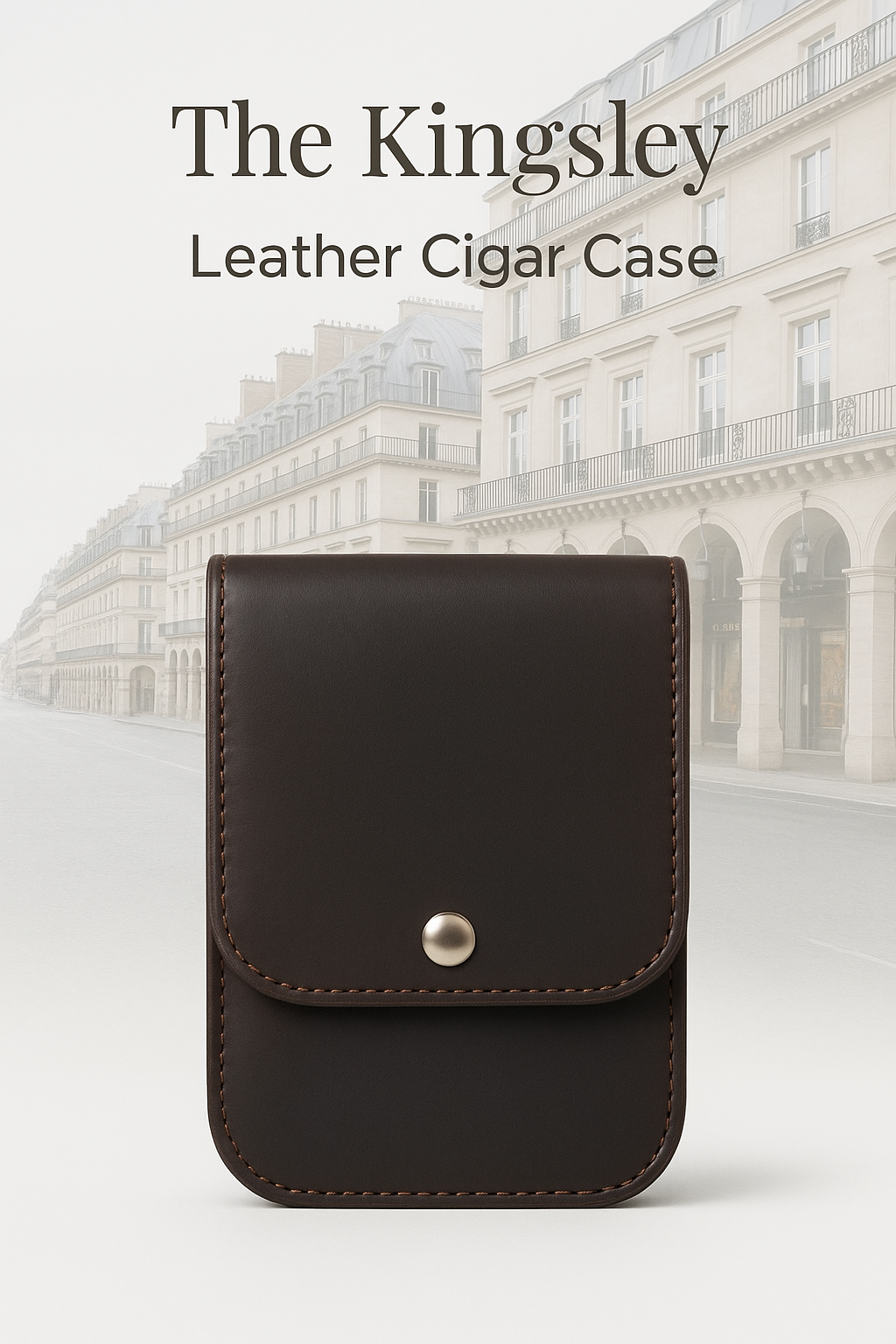 Kingsley Leather Travel Humidor: Vintage crazy horse leather cigar case for 6 cigars with suede lining and snap closure