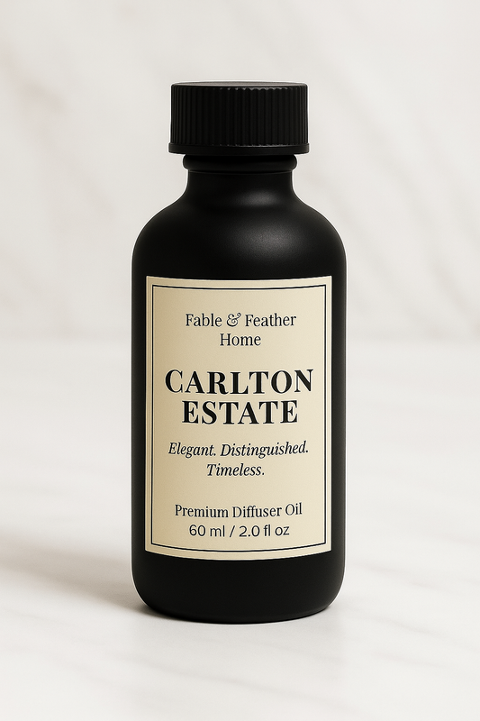 Carlton Estate Premium Diffuser Oil with hotel-inspired mahogany, leather, and amber luxury scent