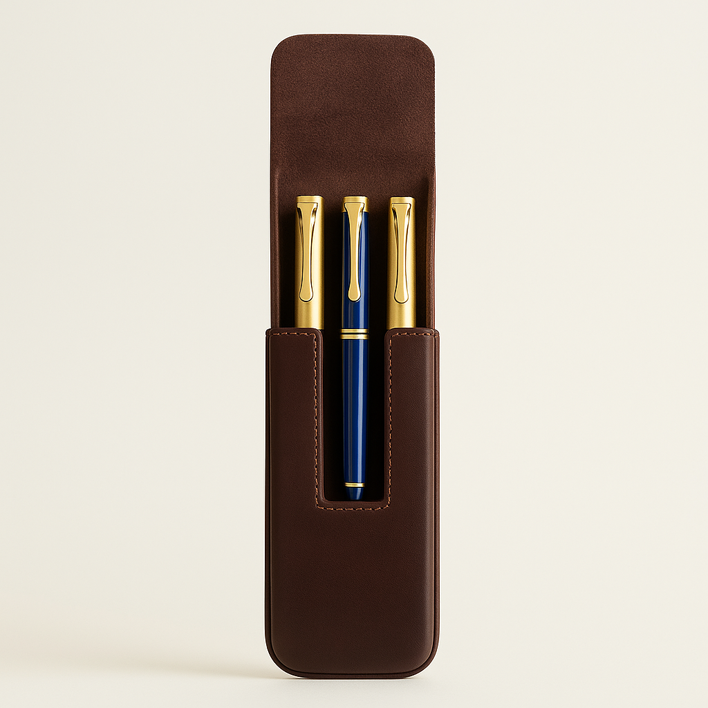 The Wexford Leather Pen & Pencil Case – 3 Slot with Removable Tray.