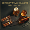 Kingsley Leather Travel Humidor: Vintage crazy horse leather cigar case for 6 cigars with suede lining and snap closure