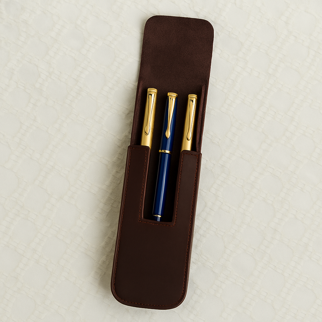 The Wexford Leather Pen & Pencil Case – 3 Slot with Removable Tray.