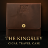 Kingsley Leather Travel Humidor: Vintage crazy horse leather cigar case for 6 cigars with suede lining and snap closure
