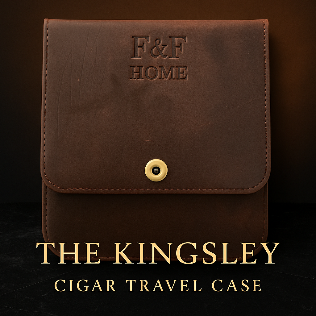 Kingsley Leather Travel Humidor: Vintage crazy horse leather cigar case for 6 cigars with suede lining and snap closure