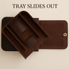Kingsley Leather Travel Humidor: Vintage crazy horse leather cigar case for 6 cigars with suede lining and snap closure