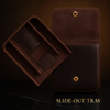 Kingsley Leather Travel Humidor: Vintage crazy horse leather cigar case for 6 cigars with suede lining and snap closure