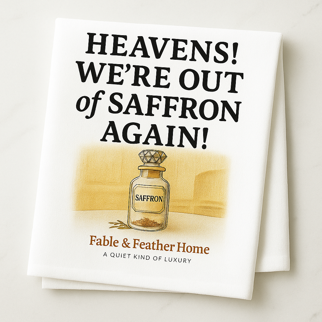 Heavens, We’re Out of Saffron Again! – Tea Towel.