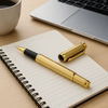 Luxury Gold Rollerball Pen – Stainless Steel, Black Ink.