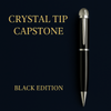Luxury black ballpoint pen with crystal tip, executive writing instrument, premium designer gift pen