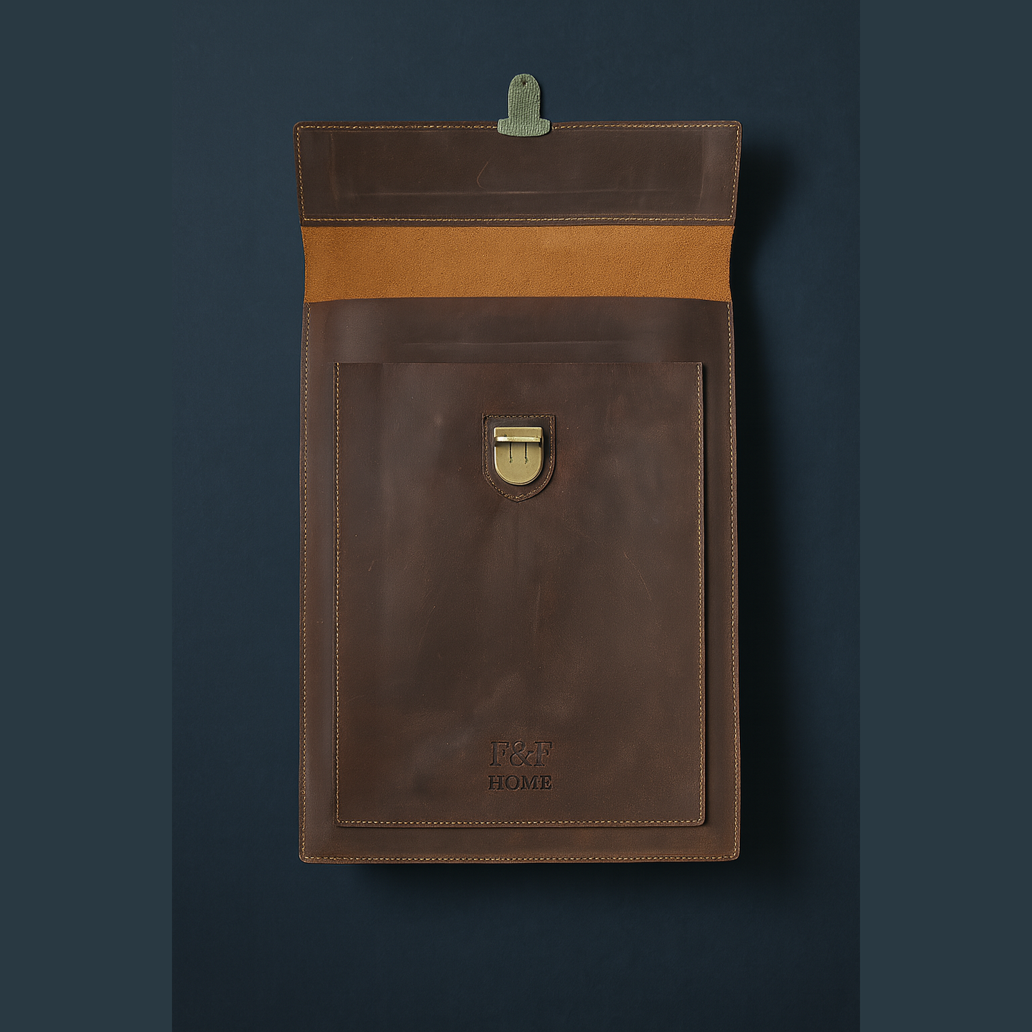 Luxury handcrafted leather laptop sleeve with vintage cowhide and Featherstone finish, perfect for elegant protection.