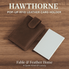 RFID leather card holder in slim minimalist wallet design, The Hawthorne pop-up card case for luxury essentials