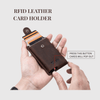 RFID leather card holder in slim minimalist wallet design, The Hawthorne pop-up card case for luxury essentials