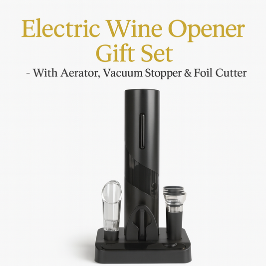 Rechargeable electric wine opener set with USB-C cordless corkscrew, perfect luxury wine accessory gift for entertainers